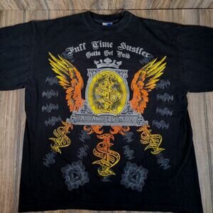 Phat Doc Vintage Full Time Hustler Gotta Get Paid Hip Hop Rap Shirt Black Sz 3XL